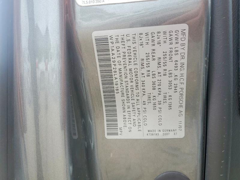 73401355 :رقم المزاد ، WP1AA29P28LA19185 vin ، 2008 Porsche Cayenne مزاد بيع