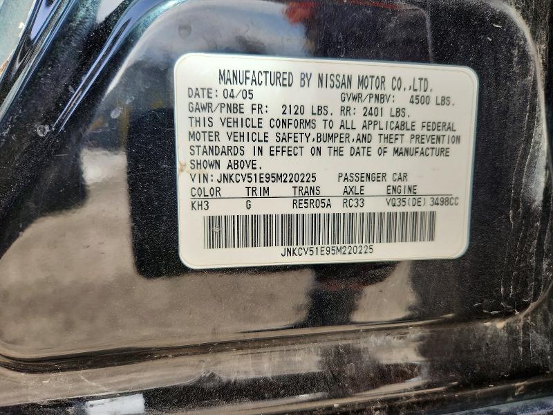 77194215 :رقم المزاد ، JNKCV51E95M220225 vin ، 2005 Infiniti G35 مزاد بيع