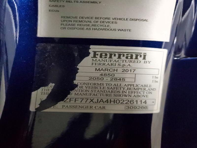 75048025 :رقم المزاد ، ZFF77XJA4H0226114 vin ، 2017 Ferrari California T مزاد بيع