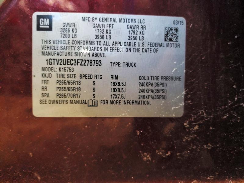 Aukcja sprzedaży 2015 Gmc Sierra, vin: 1GTV2UEC3FZ278793, numer aukcji: 76935675