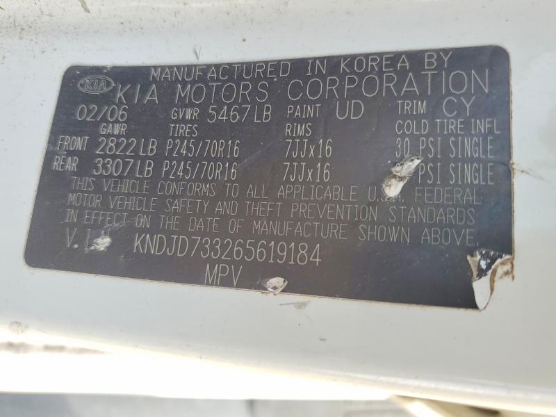 78507975 :رقم المزاد ، KNDJD733265619184 vin ، 2006 Kia Sorento مزاد بيع