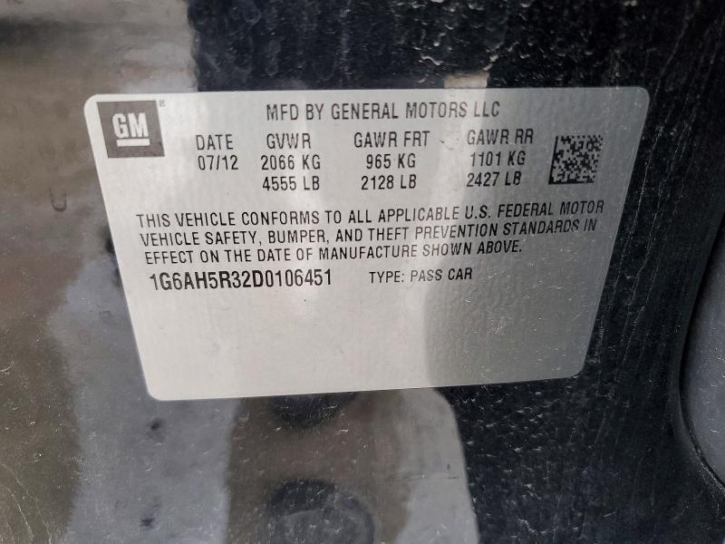 76582565 :رقم المزاد ، 1G6AH5R32D0106451 vin ، 2013 Cadillac Ats مزاد بيع