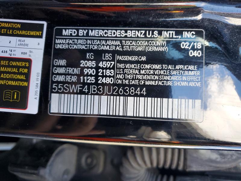 Aukcja sprzedaży 2018 Mercedes-benz C, vin: 55SWF4JB3JU263844, numer aukcji: 77750175