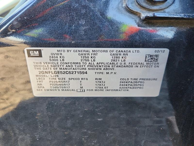 Продаж на аукціоні авто 2012 Chevrolet Equinox, vin: 2GNFLGE52C6271594, номер лоту: 76470155