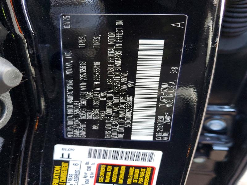 Aukcja sprzedaży 2025 Toyota Highlander, vin: 5TDKDRBH2SS580887, numer aukcji: 78660295