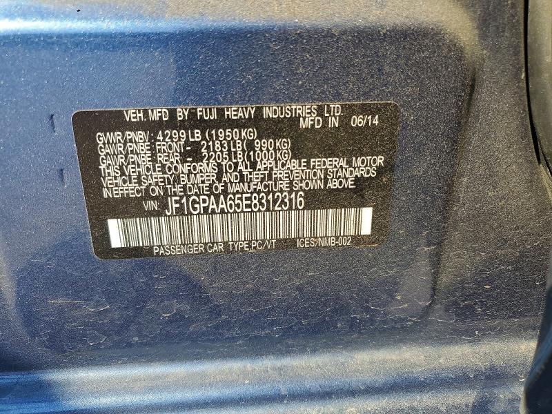 2014 Subaru Impreza მანქანა იყიდება აუქციონზე, vin: JF1GPAA65E8312316, აუქციონის ნომერი: 76319535