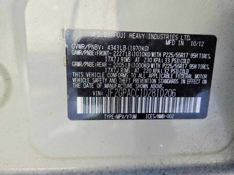 Продаж на аукціоні авто 2013 Subaru Xv Crosstrek, vin: JF2GPACC1D2810206, номер лоту: 72491335