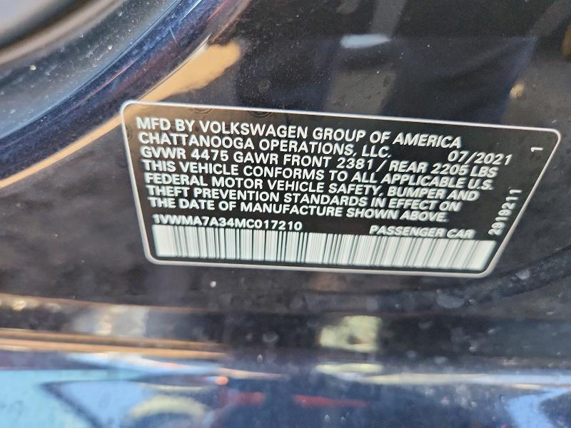 77595385 :رقم المزاد ، 1VWMA7A34MC017210 vin ، 2021 Volkswagen Passat مزاد بيع