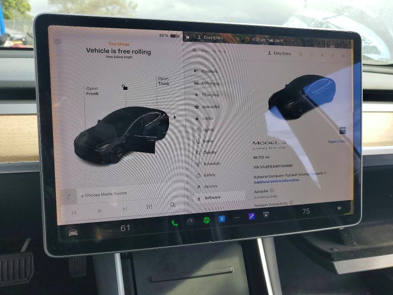 77430155 :رقم المزاد ، 5YJ3E1EA9KF324588 vin ، 2019 Tesla Model 3 مزاد بيع