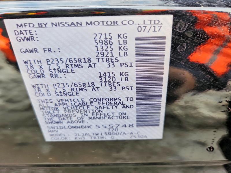 74793585 :رقم المزاد ، 5N1DL0MN6HC555748 vin ، 2017 Infiniti Qx60 مزاد بيع