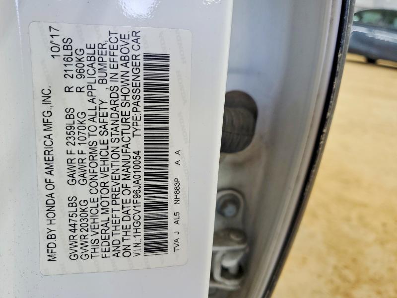 78169425 :رقم المزاد ، 1HGCV1F96JA010054 vin ، 2018 Honda Accord مزاد بيع