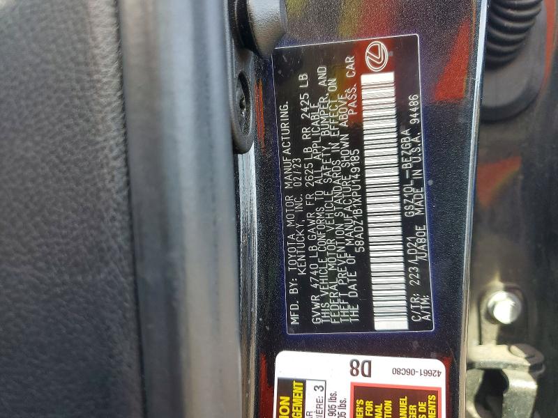78365215 :رقم المزاد ، 58ADZ1B1XPU149185 vin ، 2023 Lexus Es 350 مزاد بيع