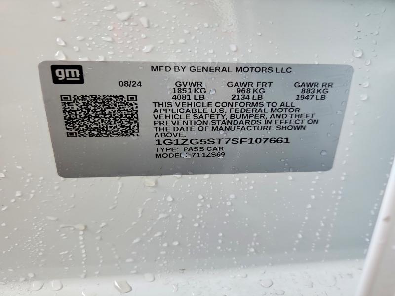Продажа на аукционе авто 2025 Chevrolet Malibu, vin: 1G1ZG5ST7SF107661, номер лота: 75783345