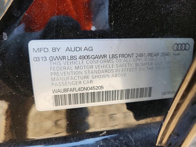 Продаж на аукціоні авто 2013 Audi A4, vin: WAUBFAFL4DN045205, номер лоту: 77346355