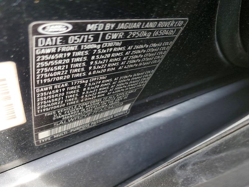 Aukcja sprzedaży 2015 Land Rover Range Rover Sport, vin: SALWR2VF7FA534259, numer aukcji: 76059725