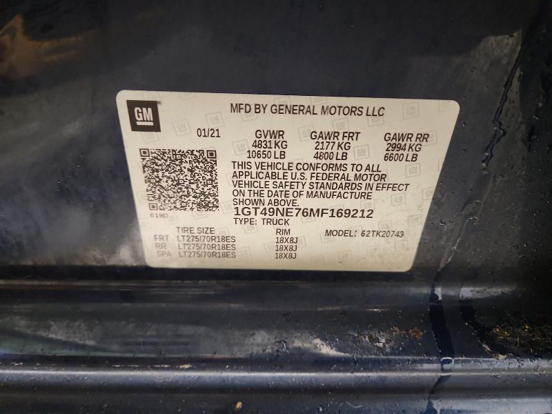 Aukcja sprzedaży 2021 Gmc Sierra, vin: 1GT49NE76MF169212, numer aukcji: 74668225