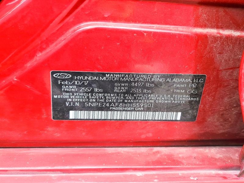 2017 Hyundai Sonata მანქანა იყიდება აუქციონზე, vin: 5NPE24AF8HH559501, აუქციონის ნომერი: 78732175