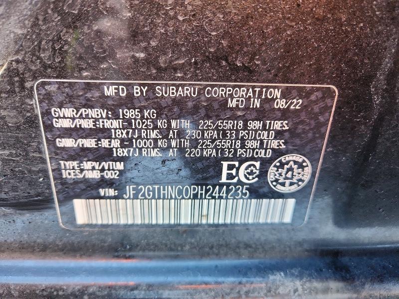 2023 Subaru Crosstrek მანქანა იყიდება აუქციონზე, vin: JF2GTHNC0PH244235, აუქციონის ნომერი: 76243385