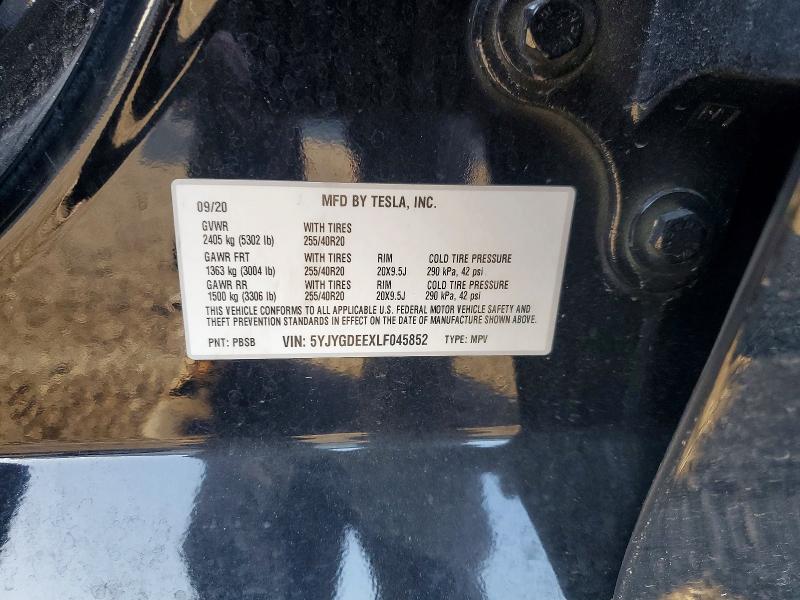 76002145 :رقم المزاد ، 5YJYGDEEXLF045852 vin ، 2020 Tesla Model Y مزاد بيع