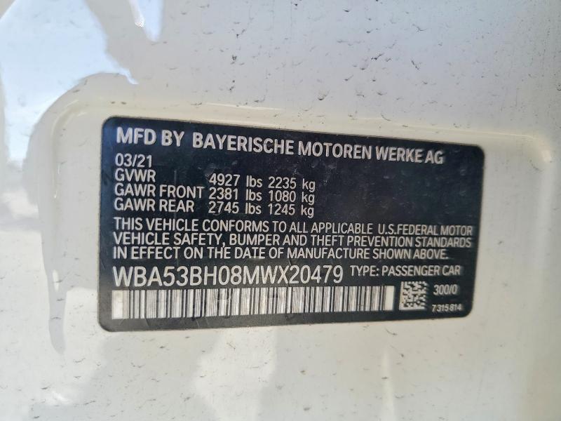 Aukcja sprzedaży 2021 Bmw 530, vin: WBA53BH08MWX20479, numer aukcji: 79113735