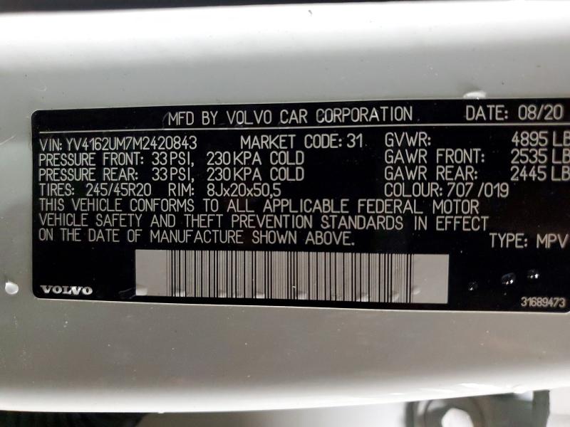 Aukcja sprzedaży 2021 Volvo Xc40, vin: YV4162UM7M2420843, numer aukcji: 78326345