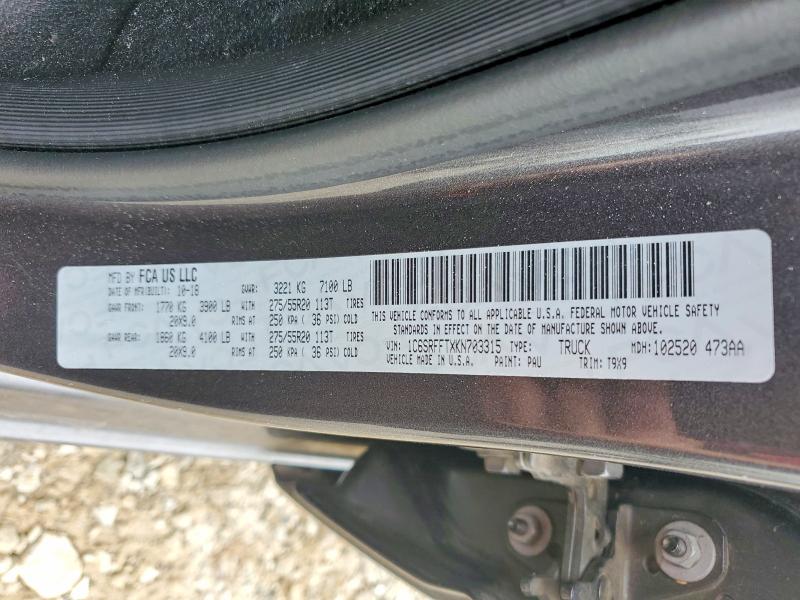 Продаж на аукціоні авто 2019 Ram 1500, vin: 1C6SRFFTXKN703315, номер лоту: 77457905
