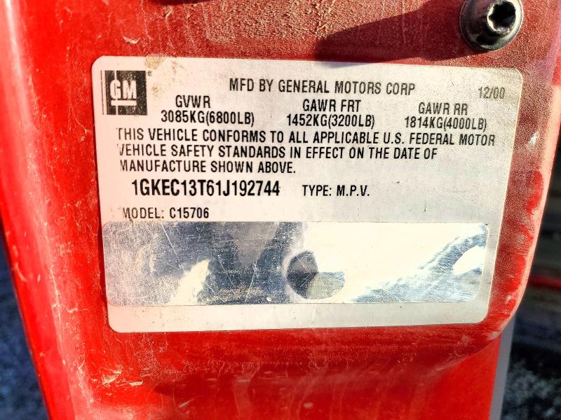 78478595 :رقم المزاد ، 1GKEC13T61J192744 vin ، 2001 Gmc Yukon مزاد بيع