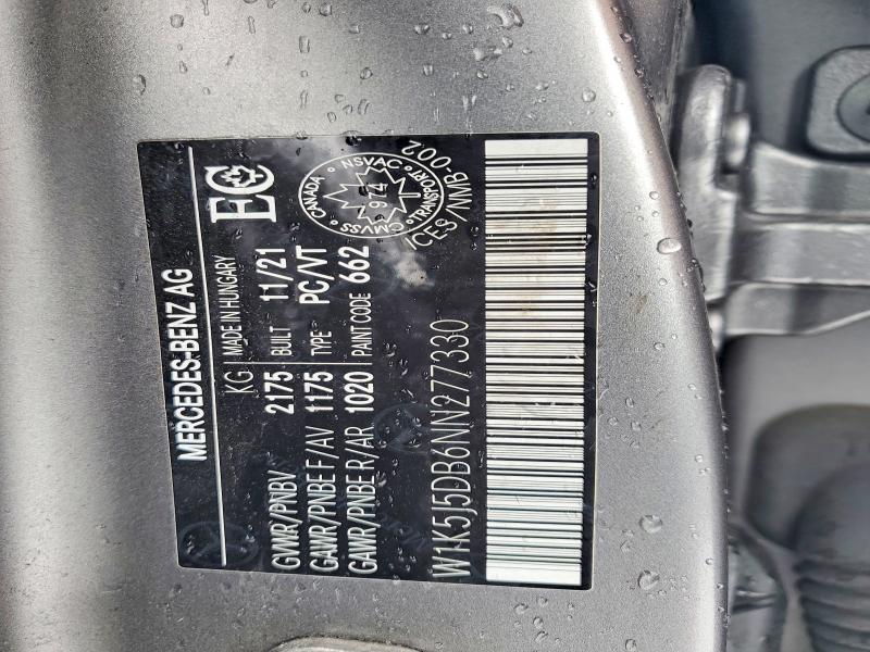 2022 Mercedes-benz Cla მანქანა იყიდება აუქციონზე, vin: W1K5J5DB6NN277330, აუქციონის ნომერი: 73905275