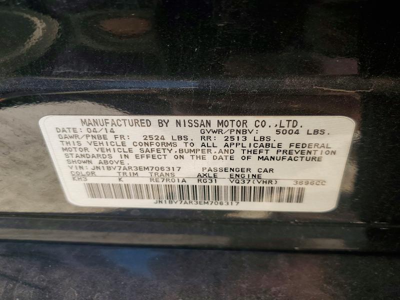 78700505 :رقم المزاد ، JN1BV7AR3EM706317 vin ، 2014 Infiniti Q50 مزاد بيع