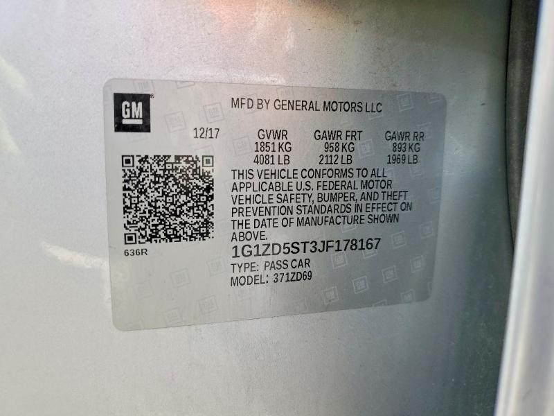 77433645 :رقم المزاد ، 1G1ZD5ST3JF178167 vin ، 2018 Chevrolet Malibu مزاد بيع