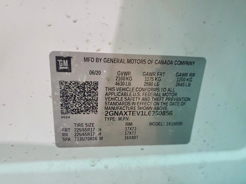 Продажа на аукционе авто 2020 Chevrolet Equinox, vin: 2GNAXTEV1L6250856, номер лота: 78501535