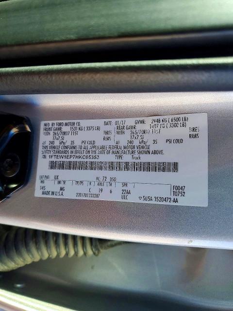 2017 Ford F150 მანქანა იყიდება აუქციონზე, vin: 1FTEW1EP7HKC65353, აუქციონის ნომერი: 76335025