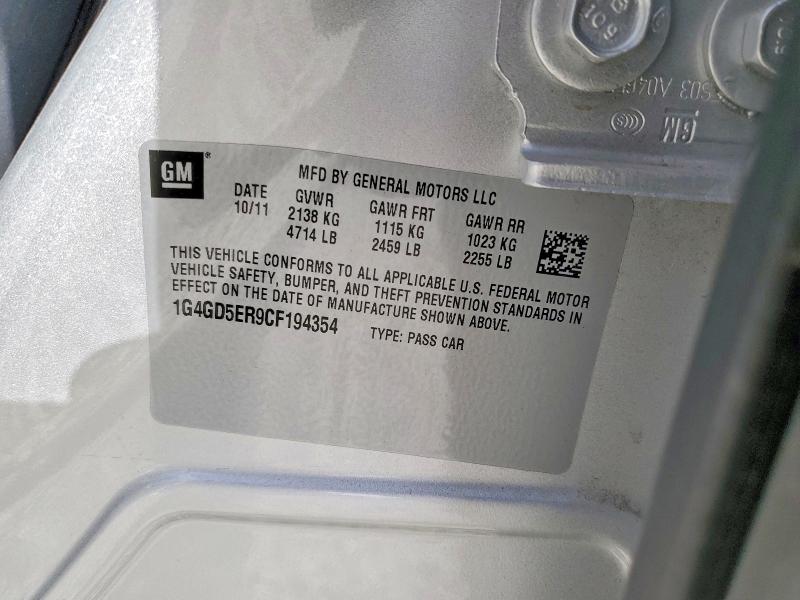 2012 Buick Lacrosse მანქანა იყიდება აუქციონზე, vin: 1G4GD5ER9CF194354, აუქციონის ნომერი: 78692335