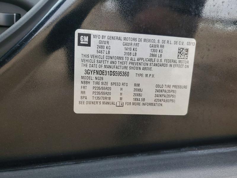 2013 Cadillac Srx მანქანა იყიდება აუქციონზე, vin: 3GYFNDE31DS595360, აუქციონის ნომერი: 79190865
