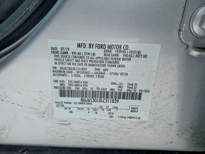 Aukcja sprzedaży 2020 Ford Ecosport, vin: MAJ6S3GL0LC311829, numer aukcji: 76630605