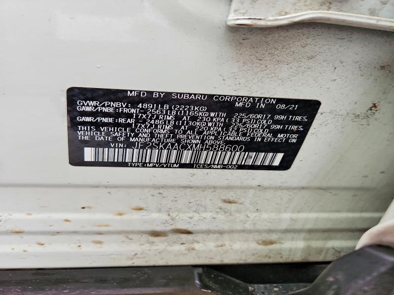 77755315 :رقم المزاد ، JF2SKAACXMH588600 vin ، 2021 Subaru Forester مزاد بيع