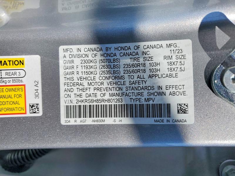 Продажа на аукционе авто 2024 Honda Cr-v, vin: 2HKRS6H85RH801263, номер лота: 77540105