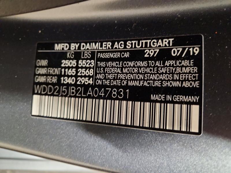 Продаж на аукціоні авто 2020 Mercedes-benz Cls, vin: WDD2J5JB2LA047831, номер лоту: 79034985