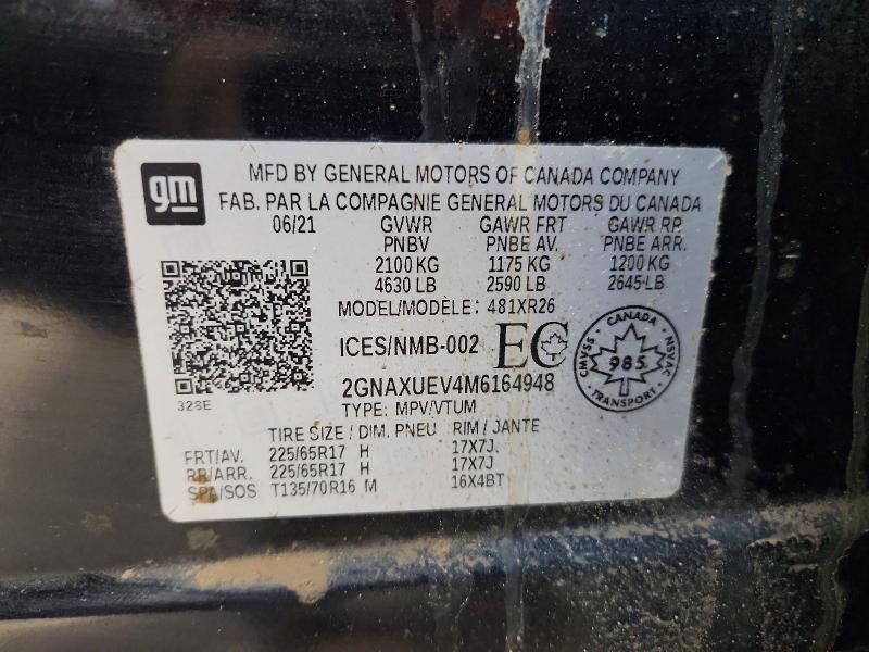 Продаж на аукціоні авто 2021 Chevrolet Equinox, vin: 2GNAXUEV4M6164948, номер лоту: 73751995