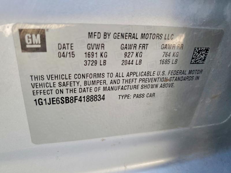 79055715 :رقم المزاد ، 1G1JE6SB8F4188834 vin ، 2015 Chevrolet Sonic مزاد بيع