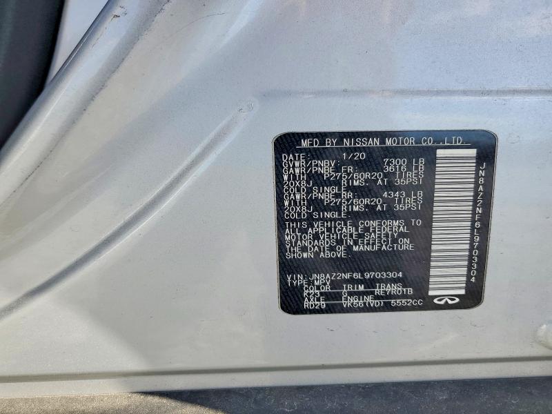 Продаж на аукціоні авто 2020 Infiniti Qx80, vin: JN8AZ2NF6L9703304, номер лоту: 78557575