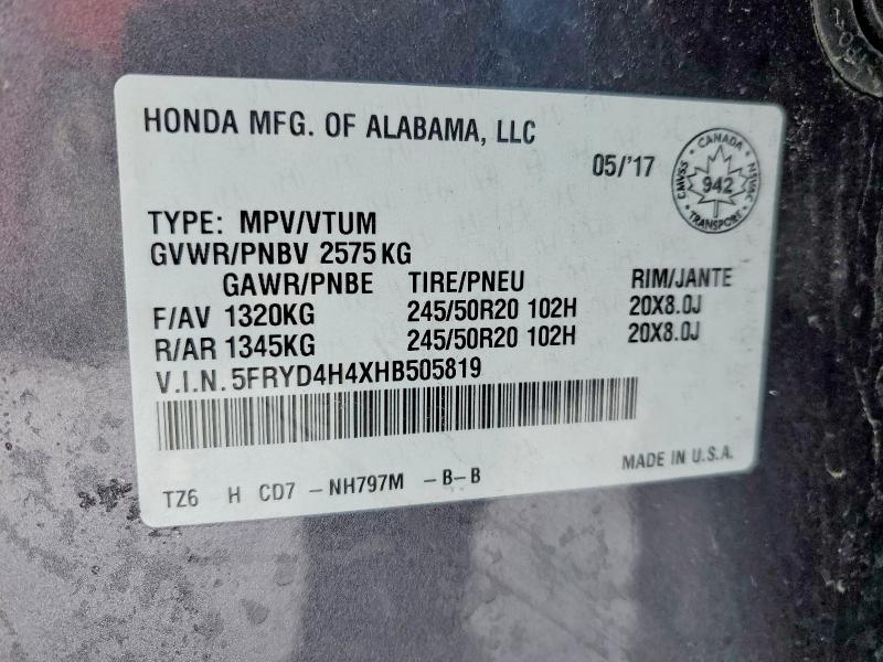 Продажа на аукционе авто 2017 Acura Mdx, vin: 5FRYD4H4XHB505819, номер лота: 75159785