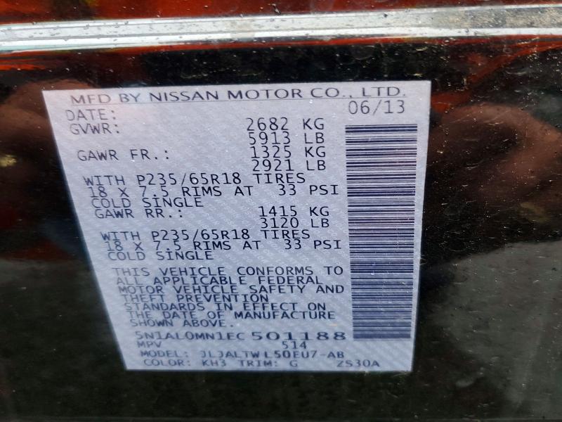 Aukcja sprzedaży 2014 Infiniti Qx60, vin: 5N1AL0MN1EC501188, numer aukcji: 77755055