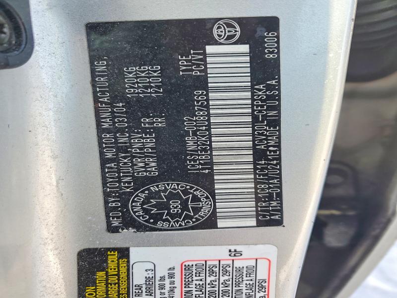 78233445 :رقم المزاد ، 4T1BE32K04U887569 vin ، 2004 Toyota Camry مزاد بيع