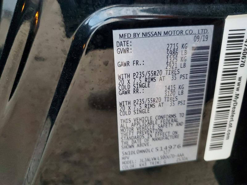 Aukcja sprzedaży 2020 Infiniti Qx60, vin: 5N1DL0MN0LC514976, numer aukcji: 78677495
