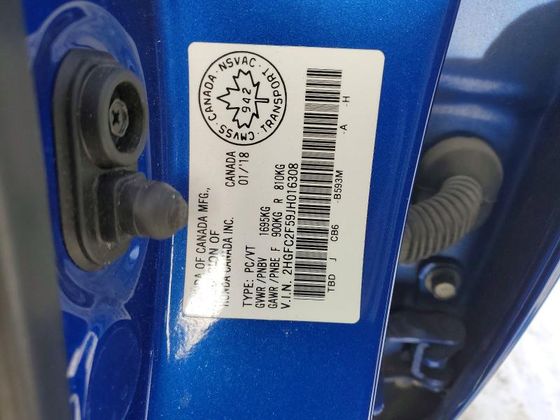 Aukcja sprzedaży 2018 Honda Civic, vin: 2HGFC2F59JH016308, numer aukcji: 75625745
