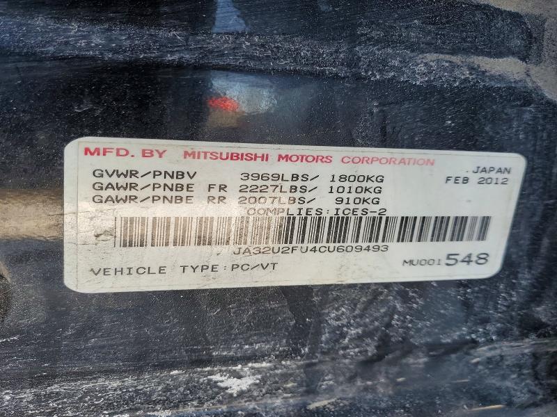 73911665 :رقم المزاد ، JA32U2FU4CU609493 vin ، 2012 Mitsubishi Lancer مزاد بيع