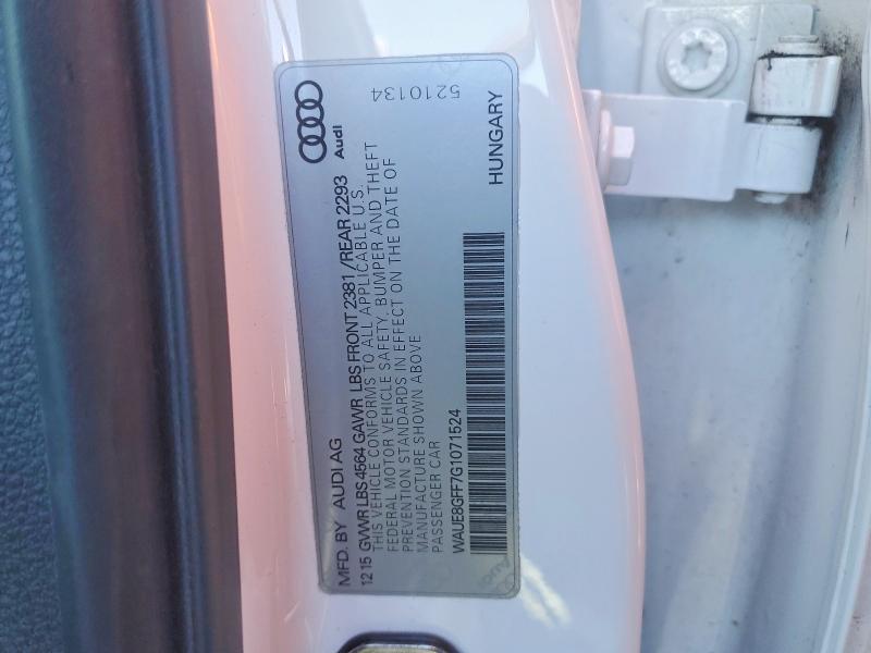 76392435 :رقم المزاد ، WAUE8GFF7G1071524 vin ، 2016 Audi A3 مزاد بيع