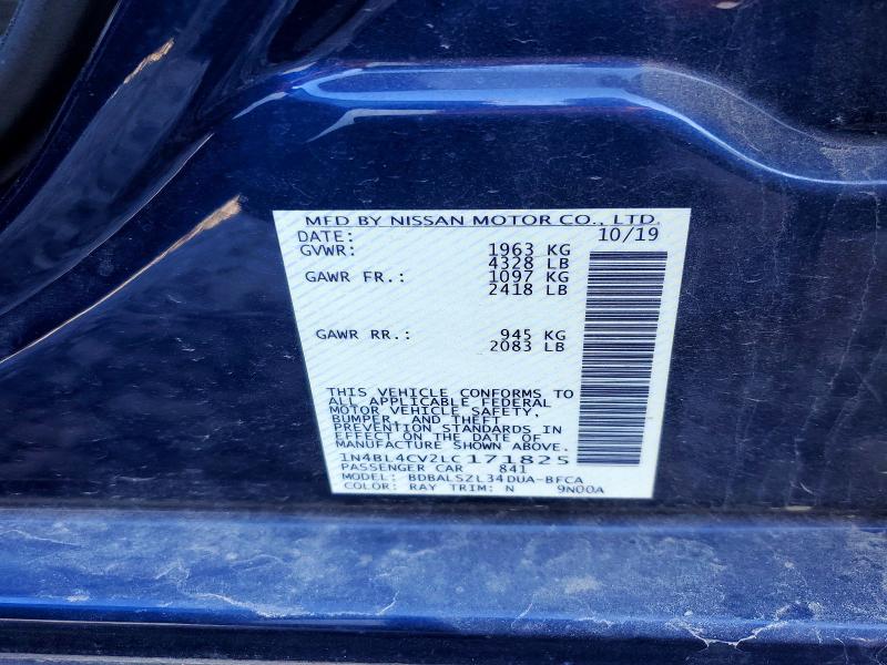 77921995 :رقم المزاد ، 1N4BL4CV2LC171825 vin ، 2020 Nissan Altima مزاد بيع