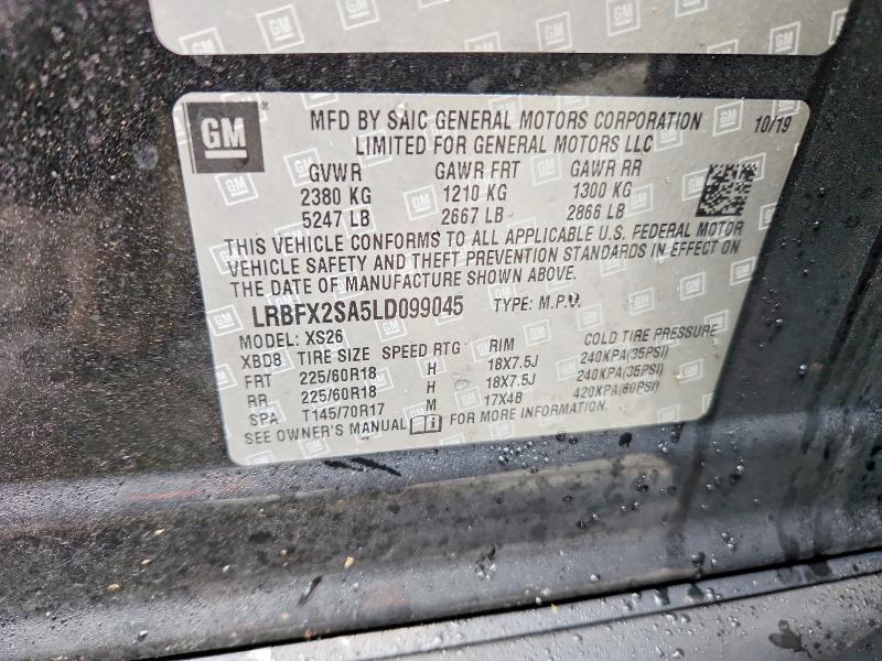 Продаж на аукціоні авто 2020 Buick Envision, vin: LRBFX2SA5LD099045, номер лоту: 77851095